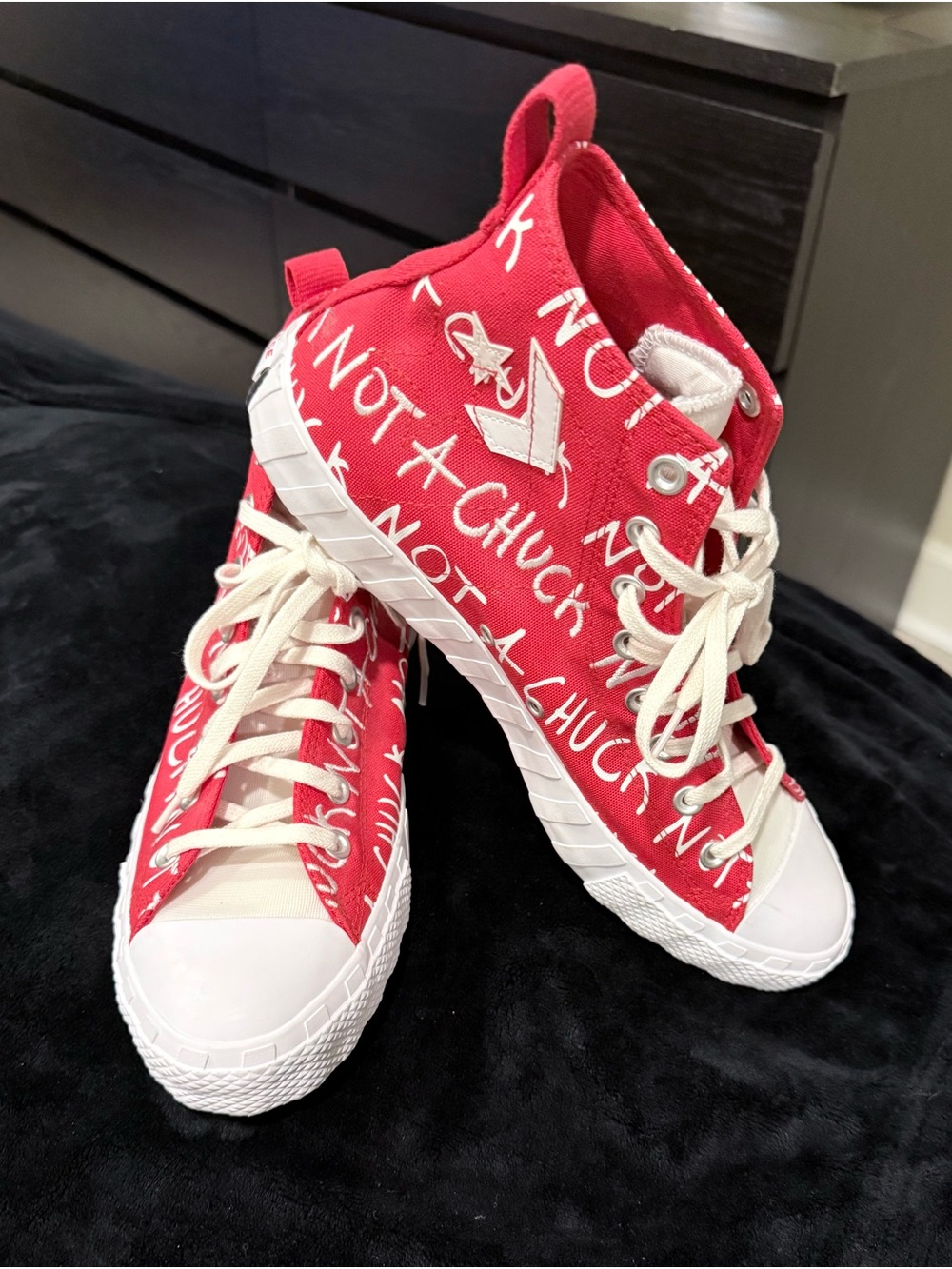 Brand New Converse Red High-Top Canvas Sneakers with White Accents